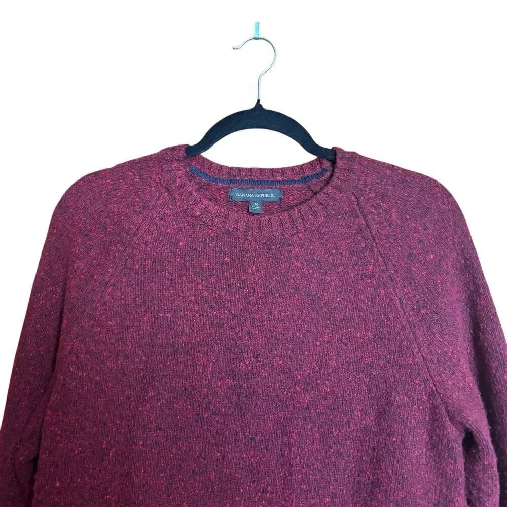 Banana Republic Sweater Mens Medium Burhundy Cashmere Wool Blend Pullover